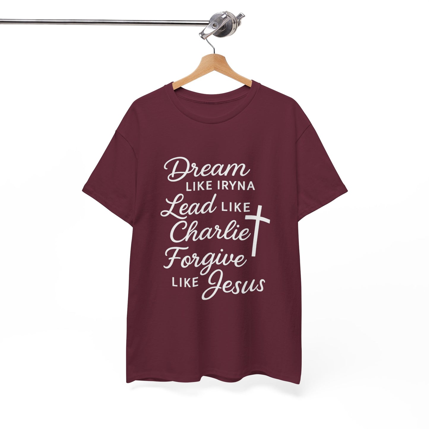 Dream, Lead, Forgive Women's Relaxed Heavy Cotton Tshirt (White Logo)