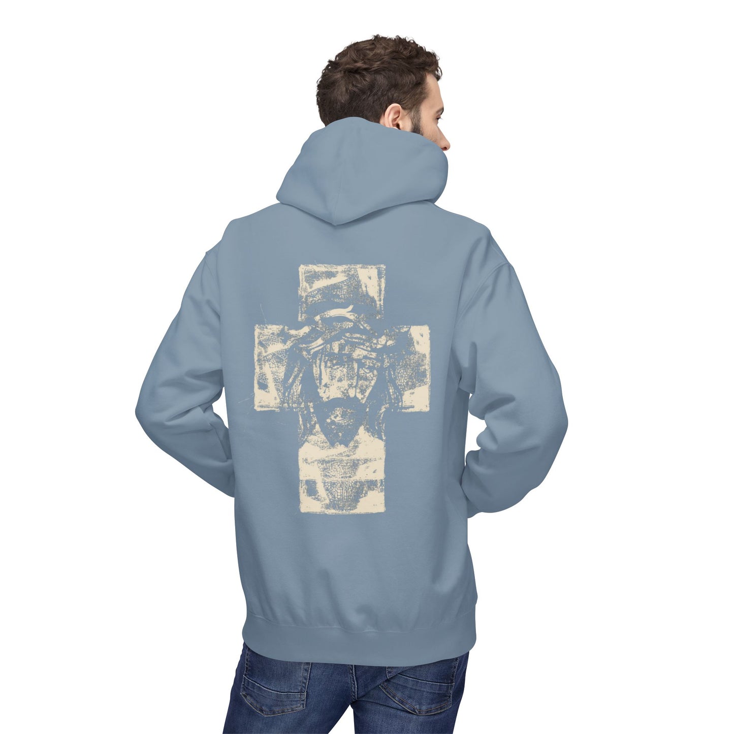 Christ Portrait on Cross Modern Logo Men's Hoodie - Sweet Baby Jeez Teez