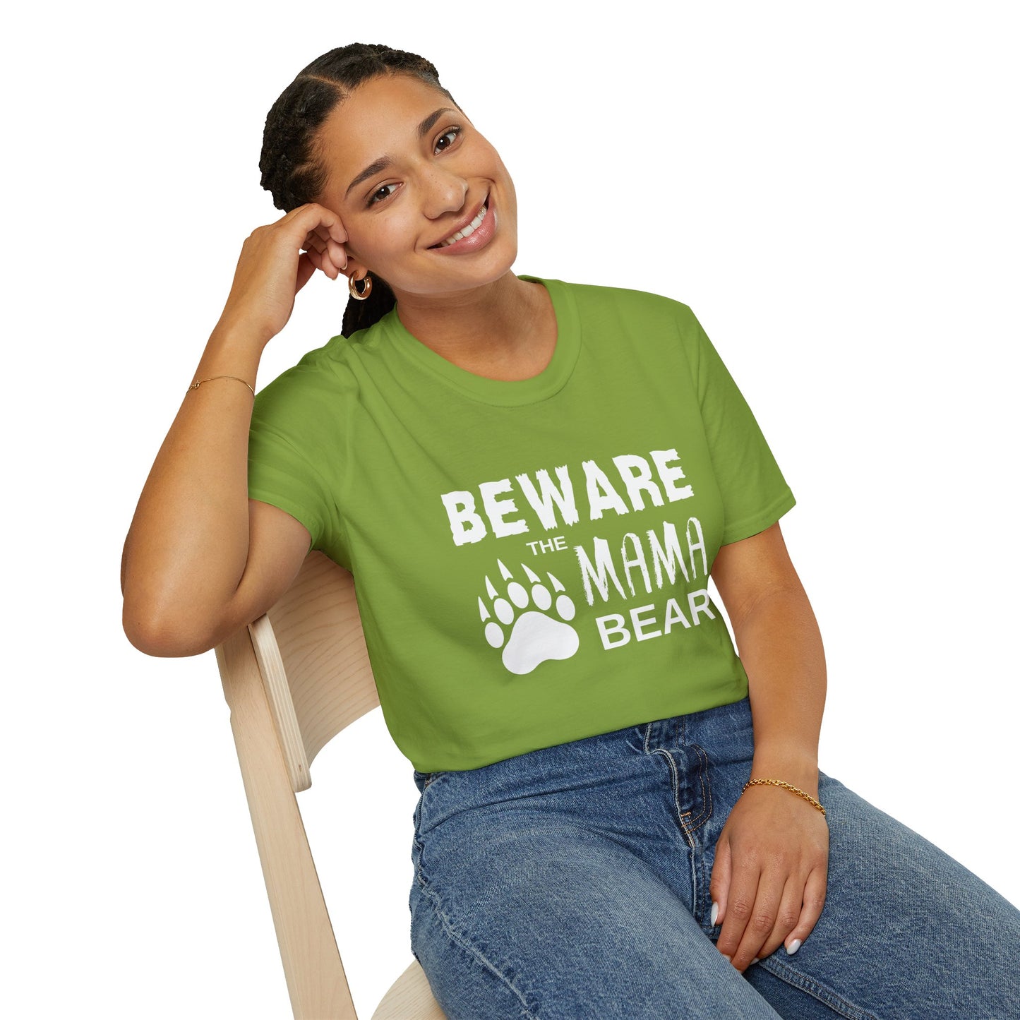 Mama Bear Women's Relaxed/Plus Tshirt (White Logo) - Sweet Baby Jeez Teez