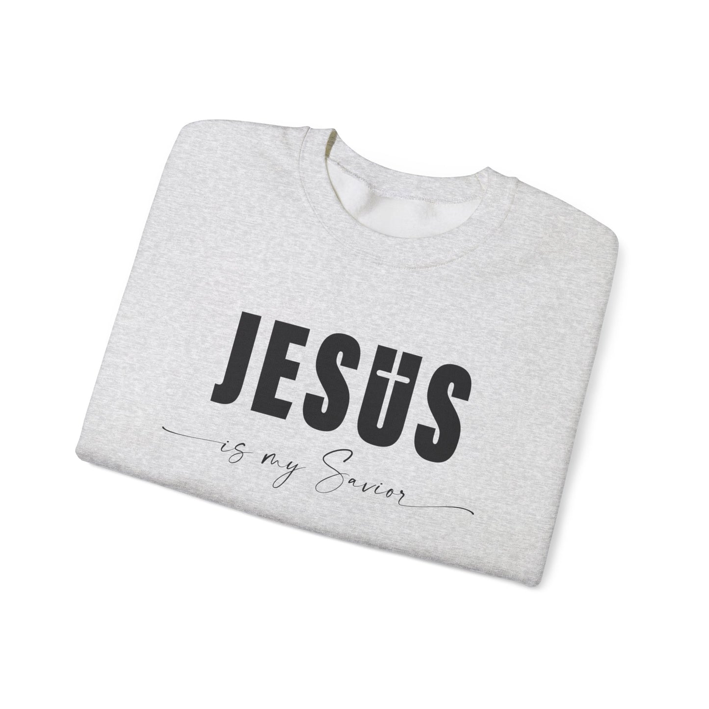 "Jesus is My Savior" Christian Faith Sweatshirt (Black Logo)