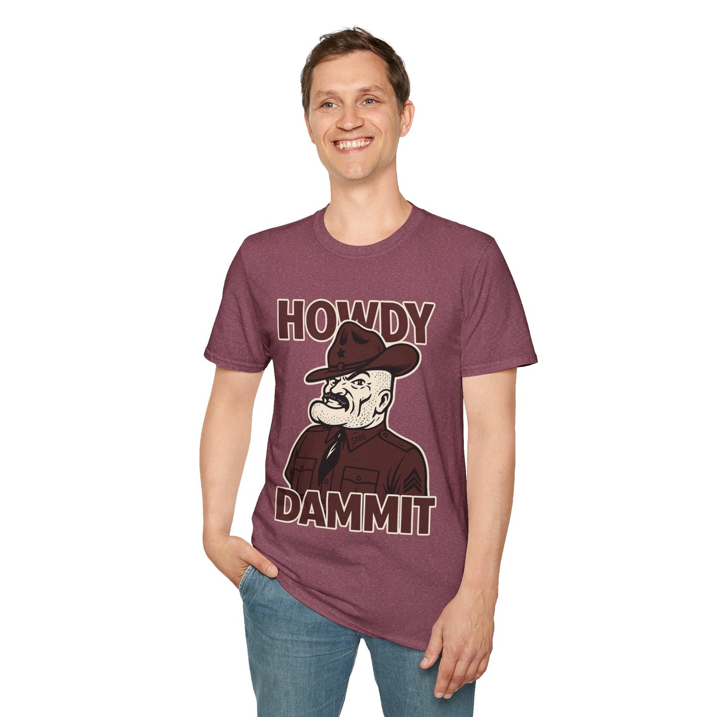 Howdy Dammit Men's Tshirt (Aggie - Old Sarge Logo)