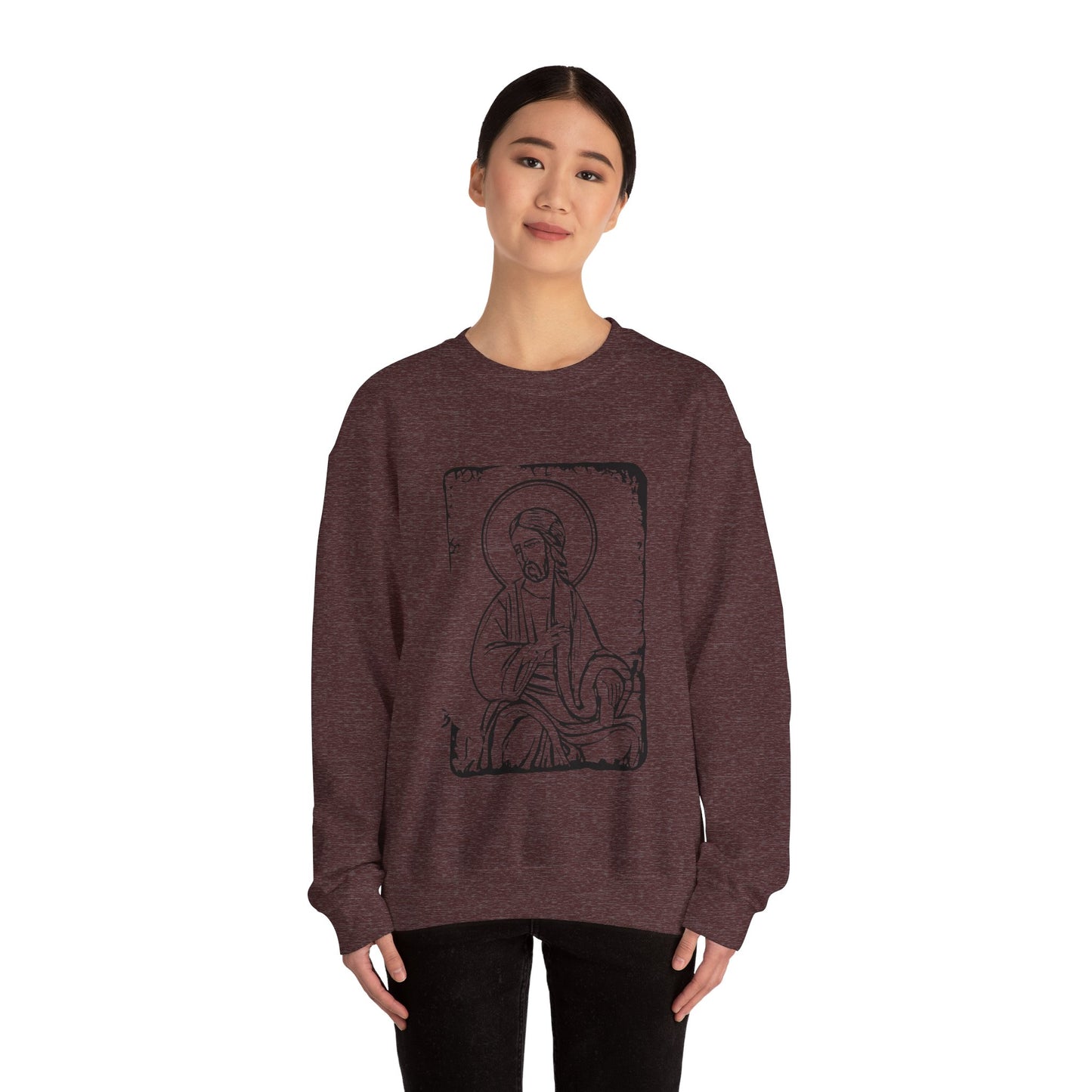 Orthodox Icon Women's Relaxed Sweatshirt (Black Logo) - Sweet Baby Jeez Teez