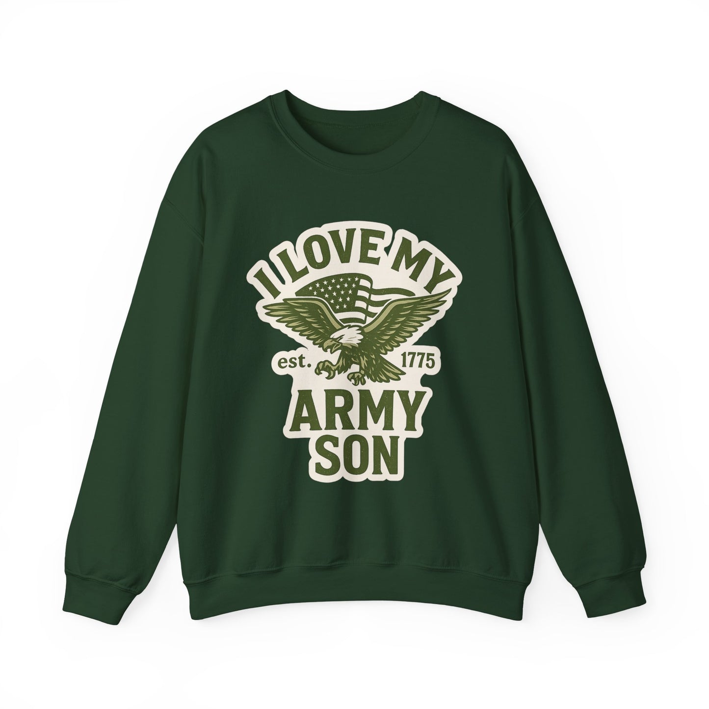 "I Love My Army Son" Patriotic Crewneck Sweatshirt for Army Military Parents