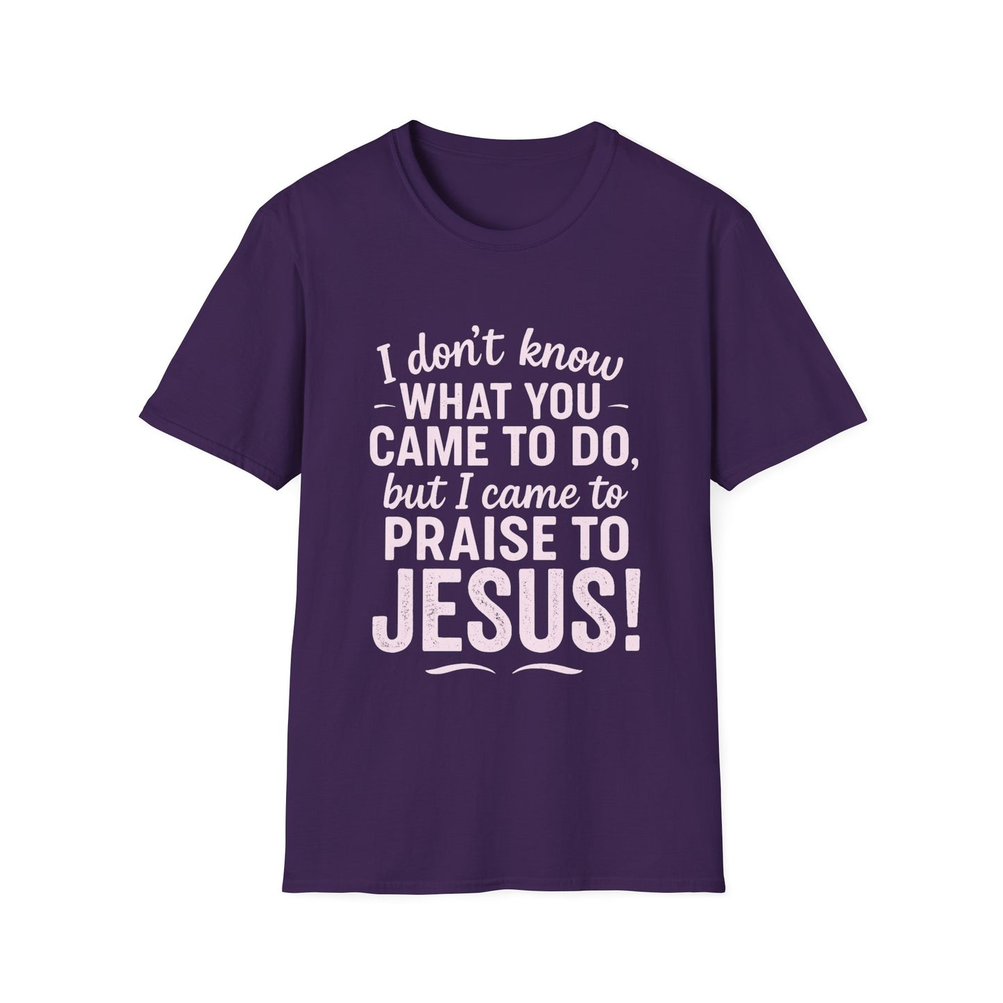 "I Came to Praise Jesus" Relaxed Softstyle Tshirt (Light Pink Logo) - Sweet Baby Jeez Teez