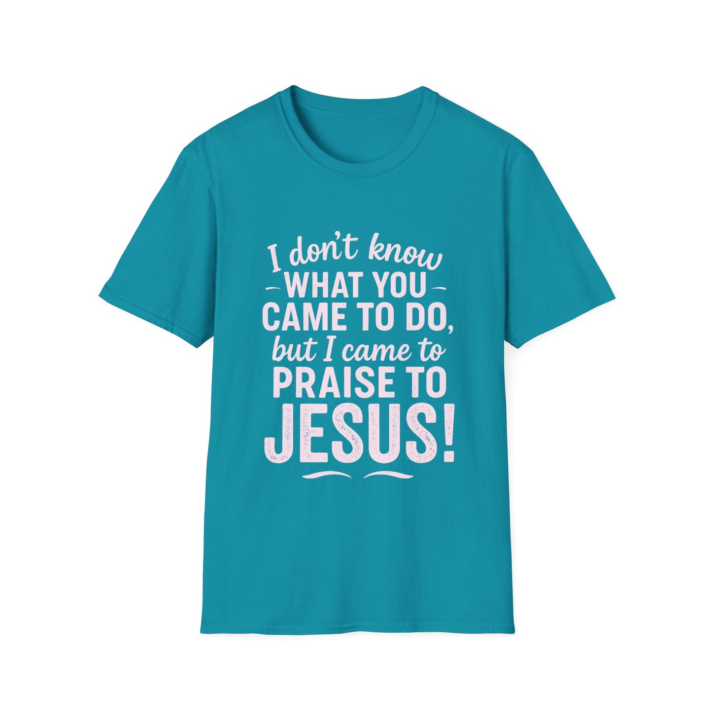 "I Came to Praise Jesus" Relaxed Softstyle Tshirt (Light Pink Logo) - Sweet Baby Jeez Teez