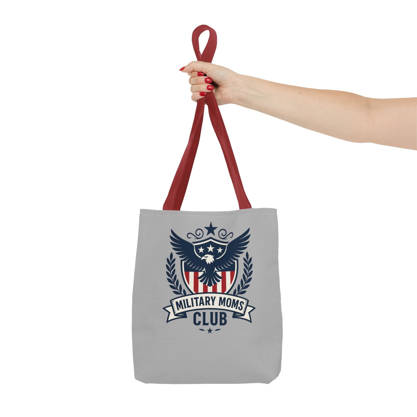 Military Moms Club Tote Bag (Gray with Choice of Handles) - Sweet Baby Jeez Teez