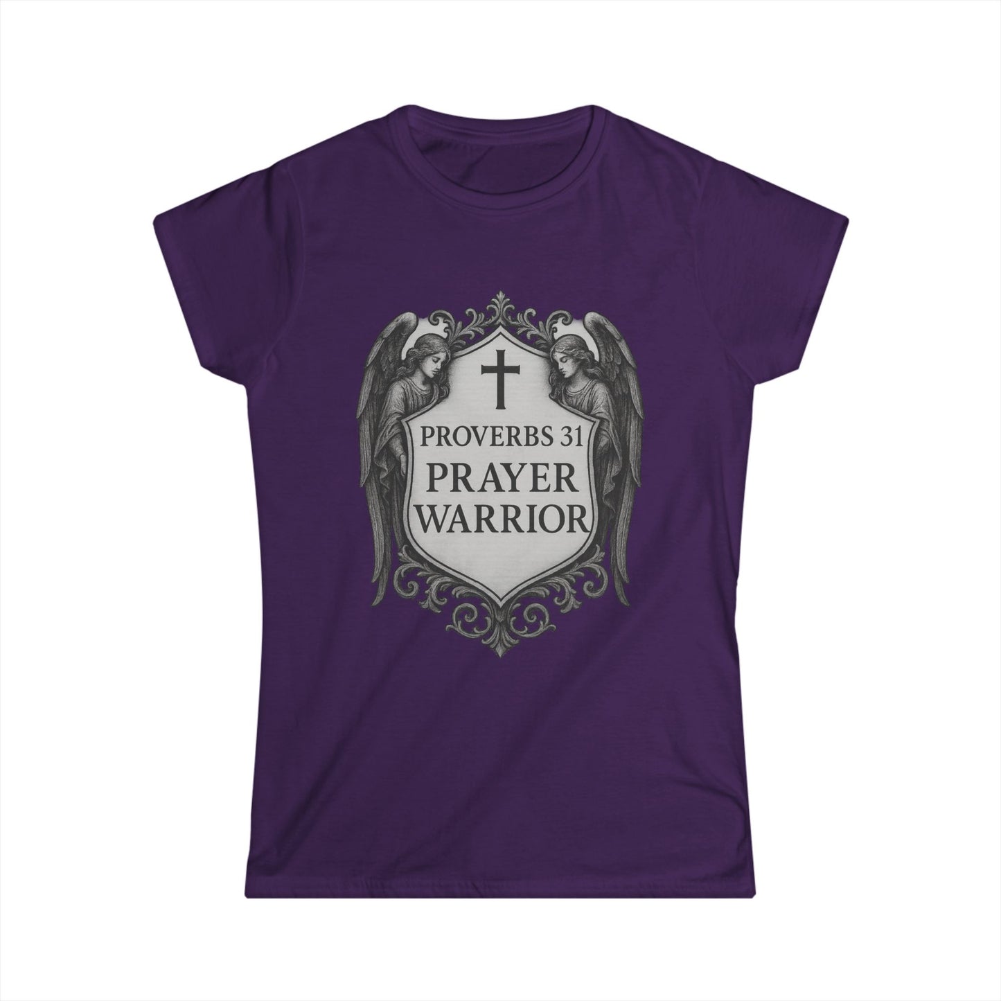 "Proverbs 31 Prayer Warrior" Women's Fitted Soft Tshirt (Angel Crest)