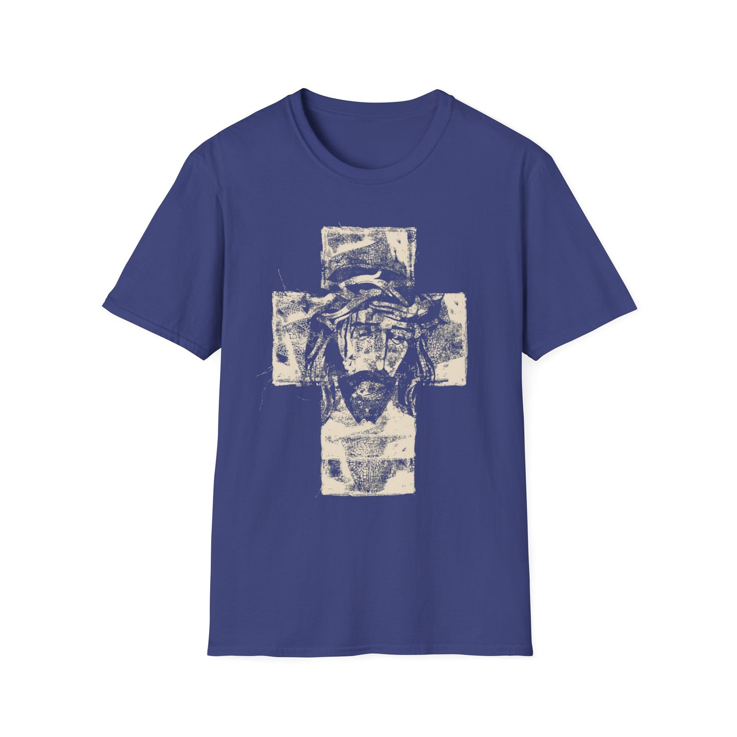 Christ Portrait on Cross Modern Logo Men's Tshirt - Sweet Baby Jeez Teez