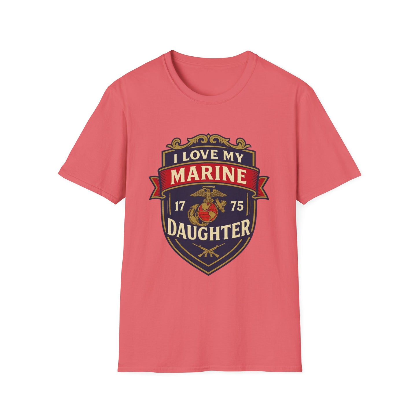 "I Love My Marine Daughter" Military Patriotic Softstyle Tshirt for Marine Parents