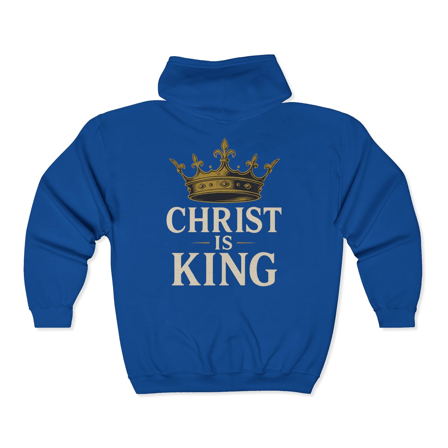 "Christ is King" Unisex Cozy Full-Zip Hoodie (Back Logo)