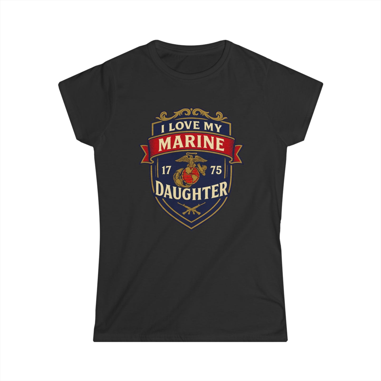 "I Love My Marine Daughter" Patriotic Women's Fitted T-Shirt for Marine Military Mom