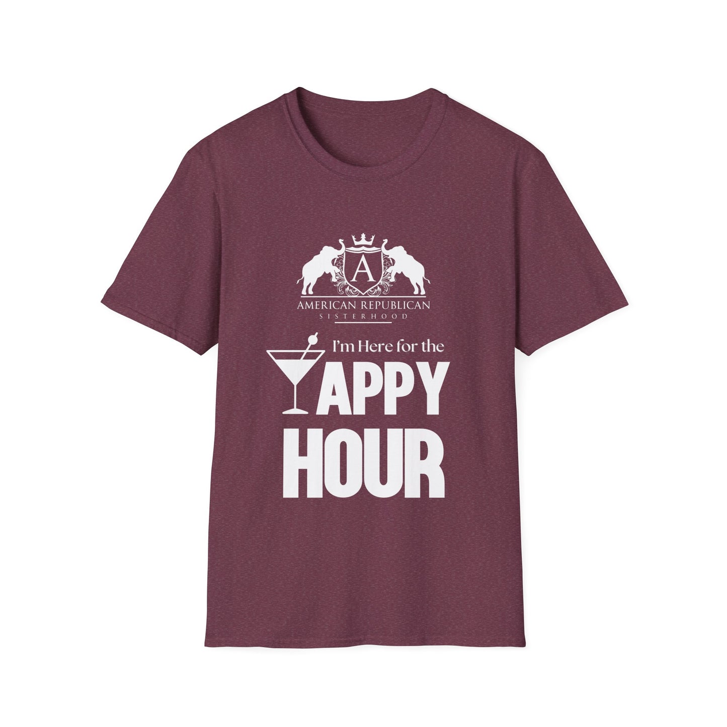 Here for the Yappy Hour Women's Unisex/Relaxed Tshirt (ARS-White Logo) - Sweet Baby Jeez Teez