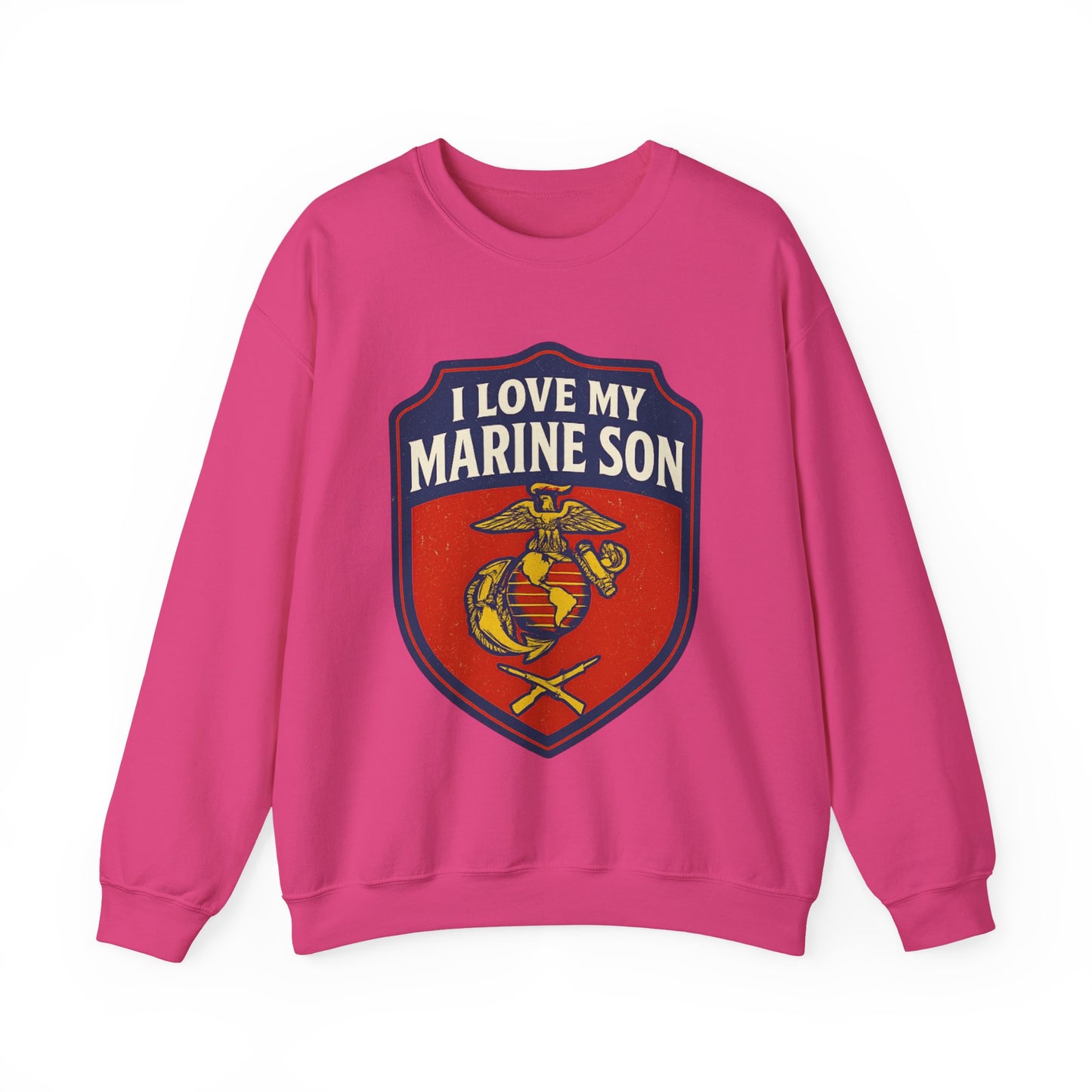 "I Love My Marine Son" Patriotic Crewneck Sweatshirt for Marine Military Parents