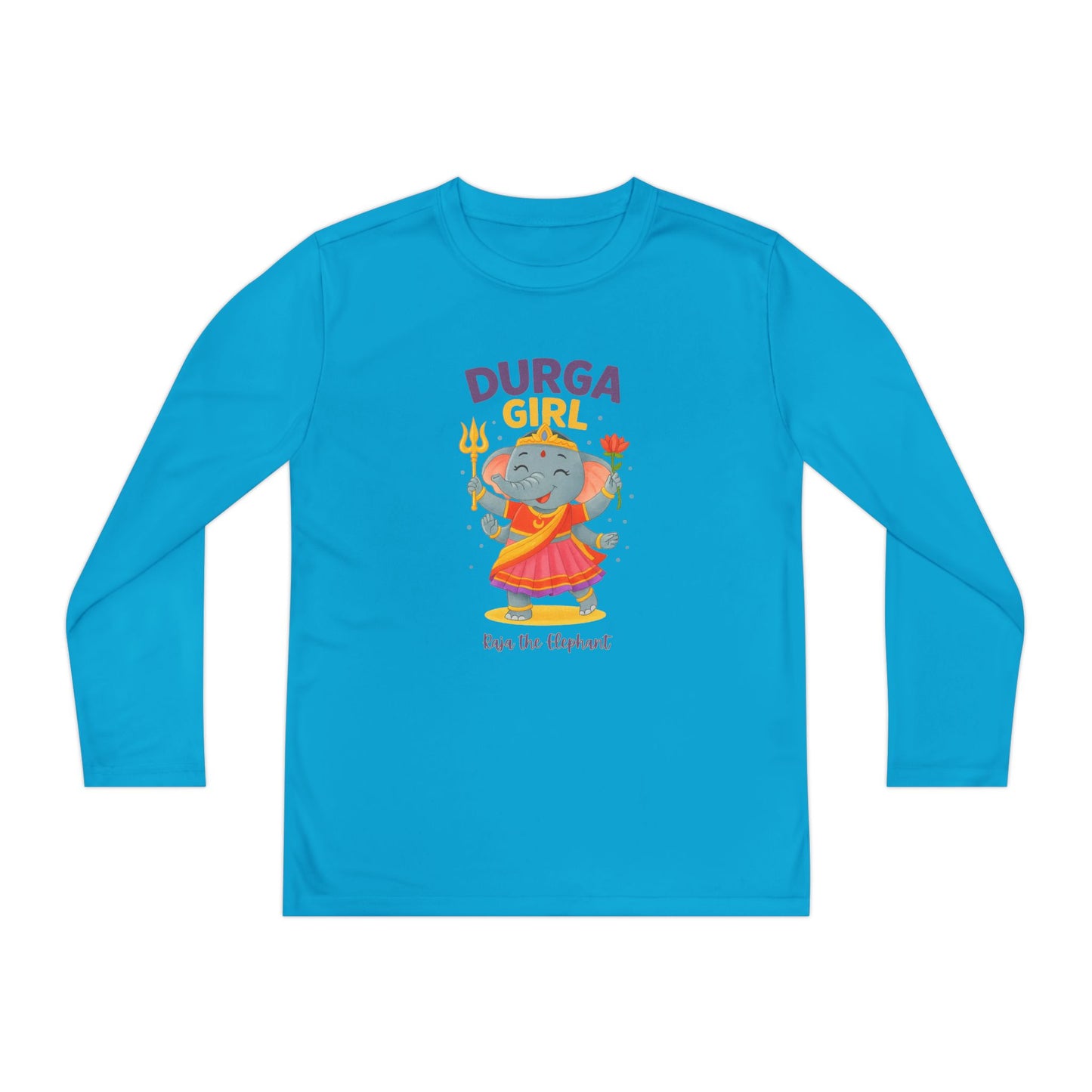 "Durga Girl" Raja the Elephant Girls Long Sleeve Tshirt (Hindu Celebration)