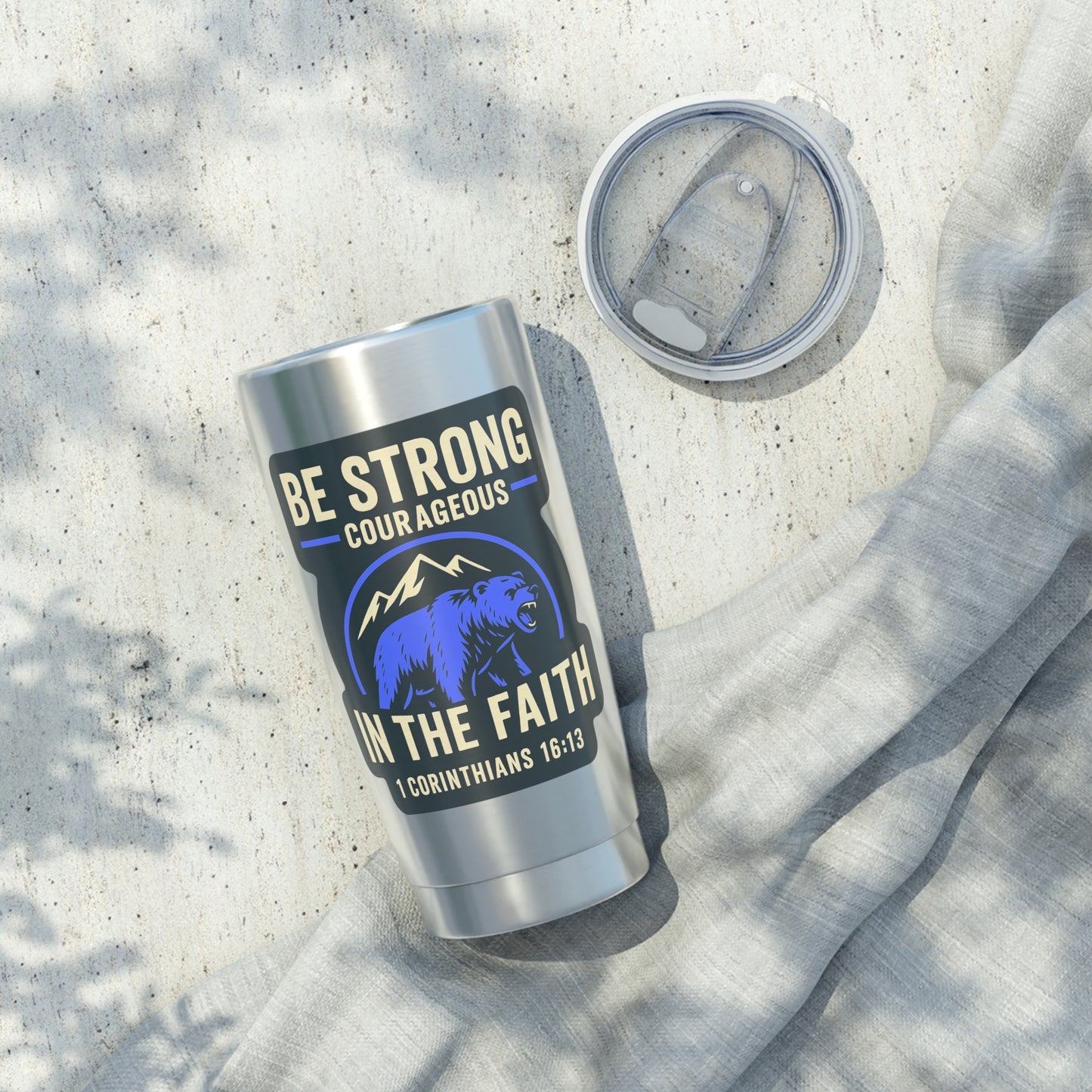 "Be Strong" Bible Verse Christian 20oz Stainless Steel Faith-Based Mug