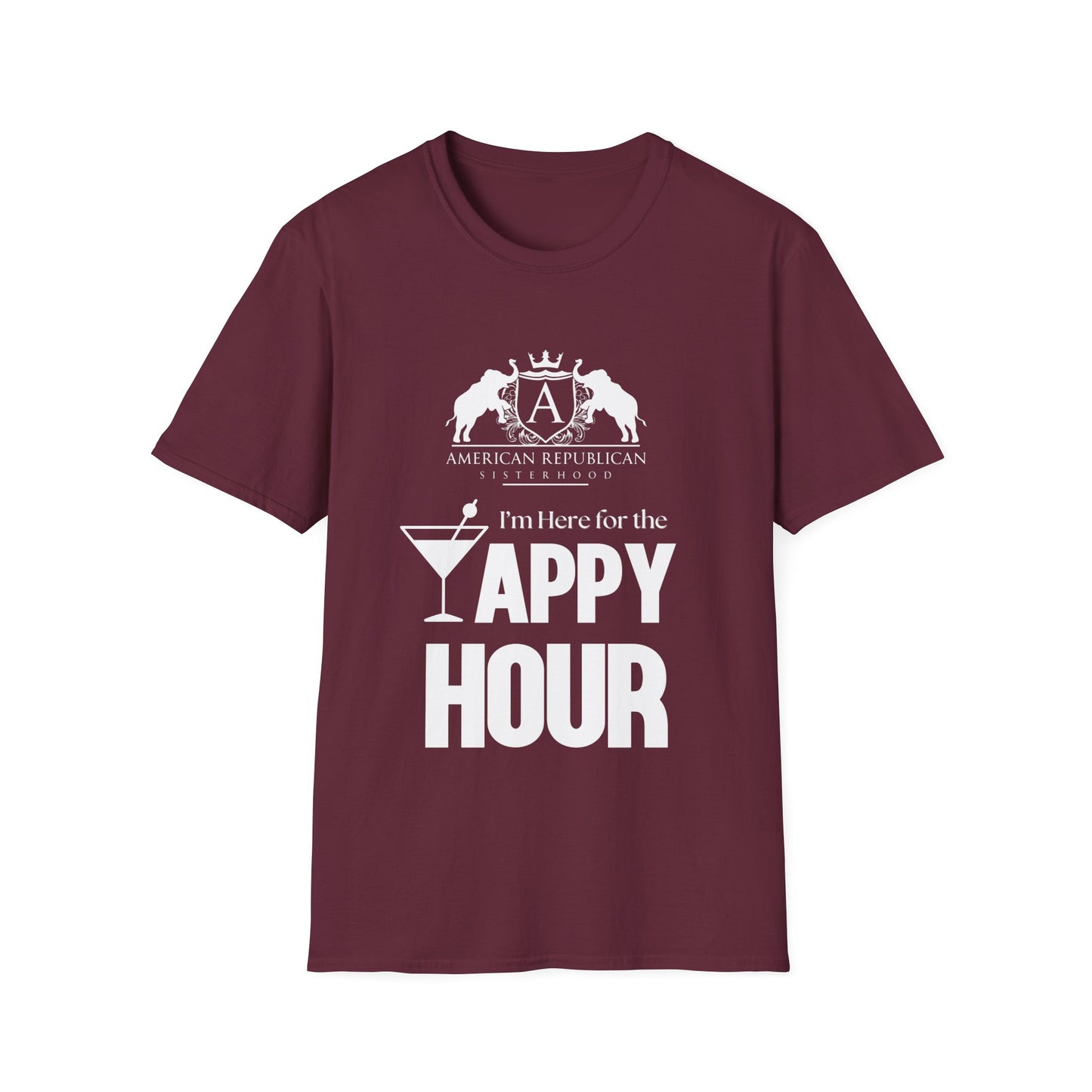 Here for the Yappy Hour Women's Unisex/Relaxed Tshirt (ARS-White Logo) - Sweet Baby Jeez Teez