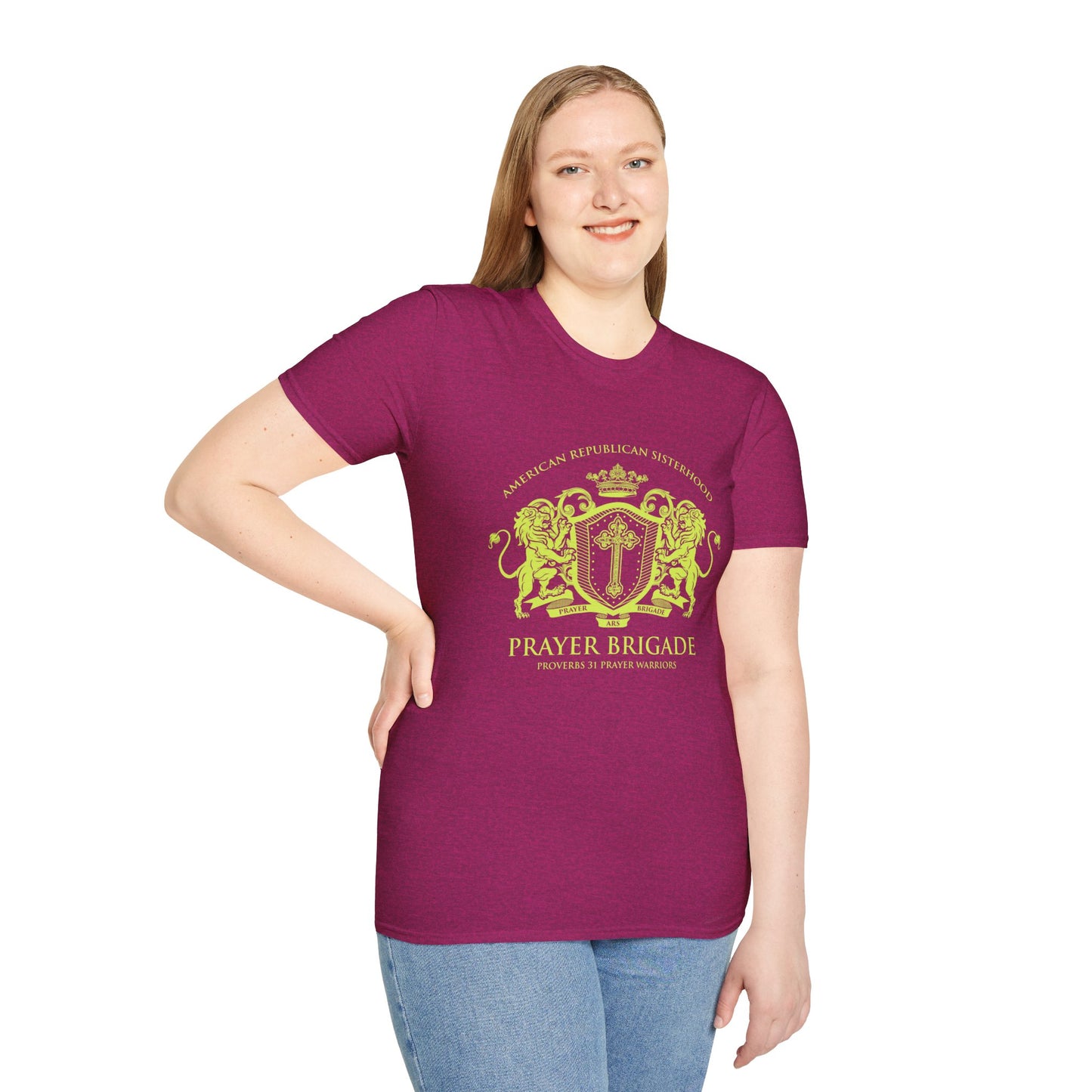 ARS Prayer Brigade Women's Relaxed/Plus Tshirt (Chartreuse Logo)