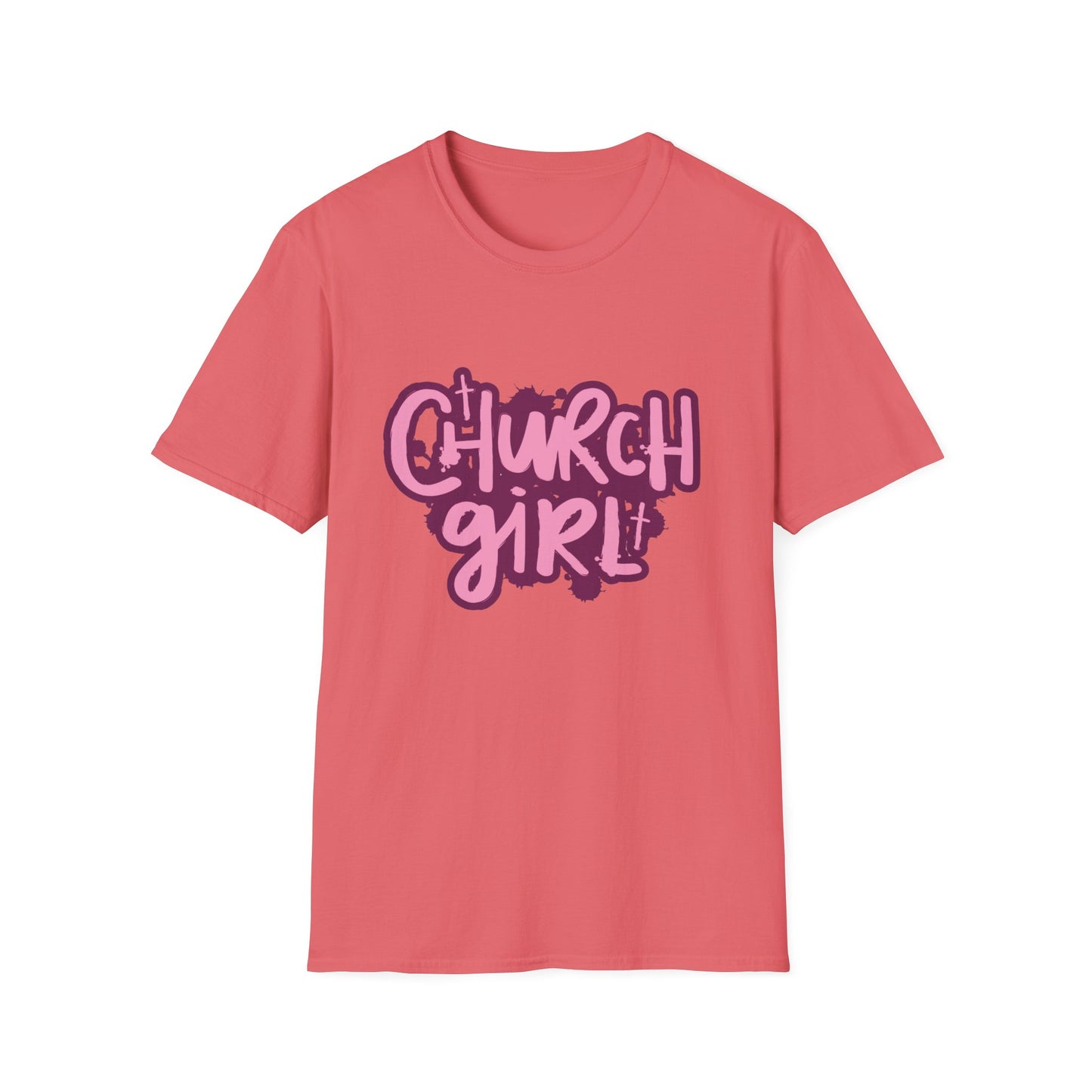 Church Girl Women's Relaxed/Fitted Tshirt (Pinks Logo) - Sweet Baby Jeez Teez
