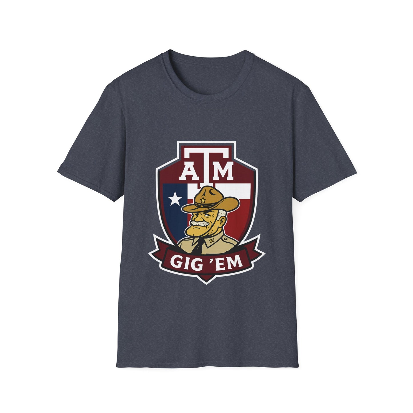 Gig 'Em Aggies Old Sarge Crest Soft Relaxed Tshirt (Texas Flag Logo 1)