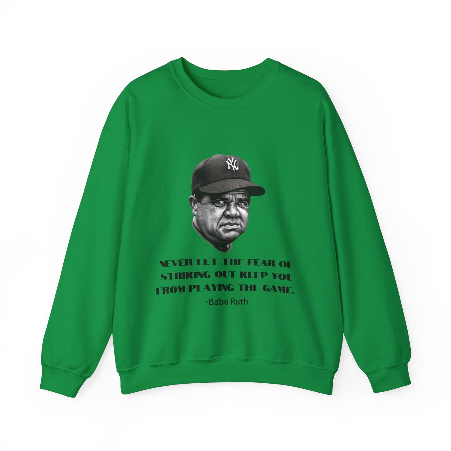 Strike Out Babe Ruth Men's Crewneck Sweatshirt (IW Grayscale Logo) - Sweet Baby Jeez Teez