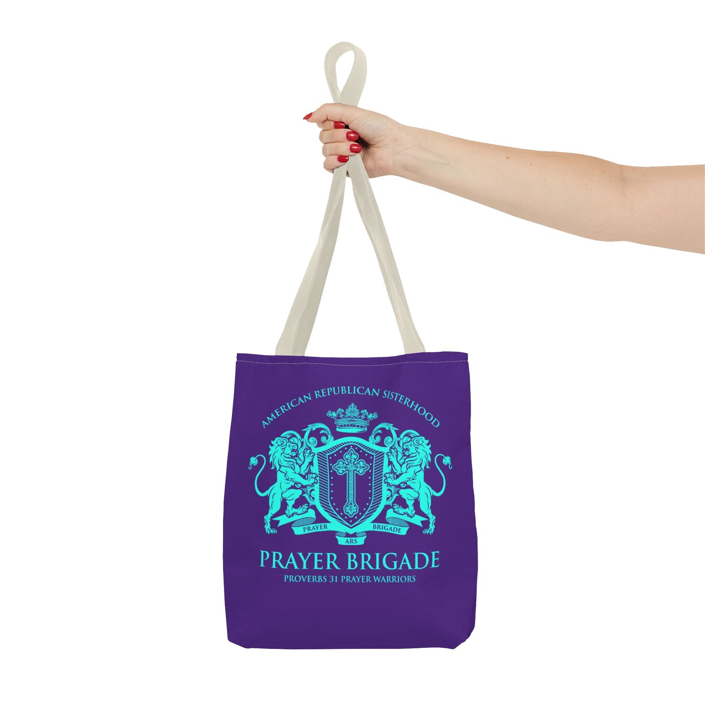 ARS Prayer Brigade Tote Bag (Purple with Aqua Logo)