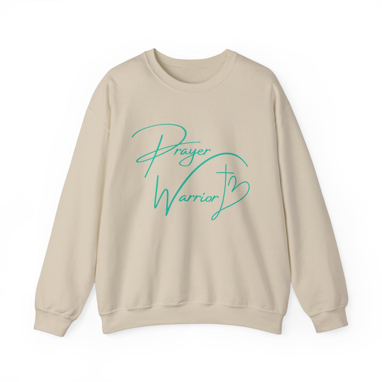 Prayer Warrior Cross Heart Women's Sweatshirt (Teal Logo) - Sweet Baby Jeez Teez