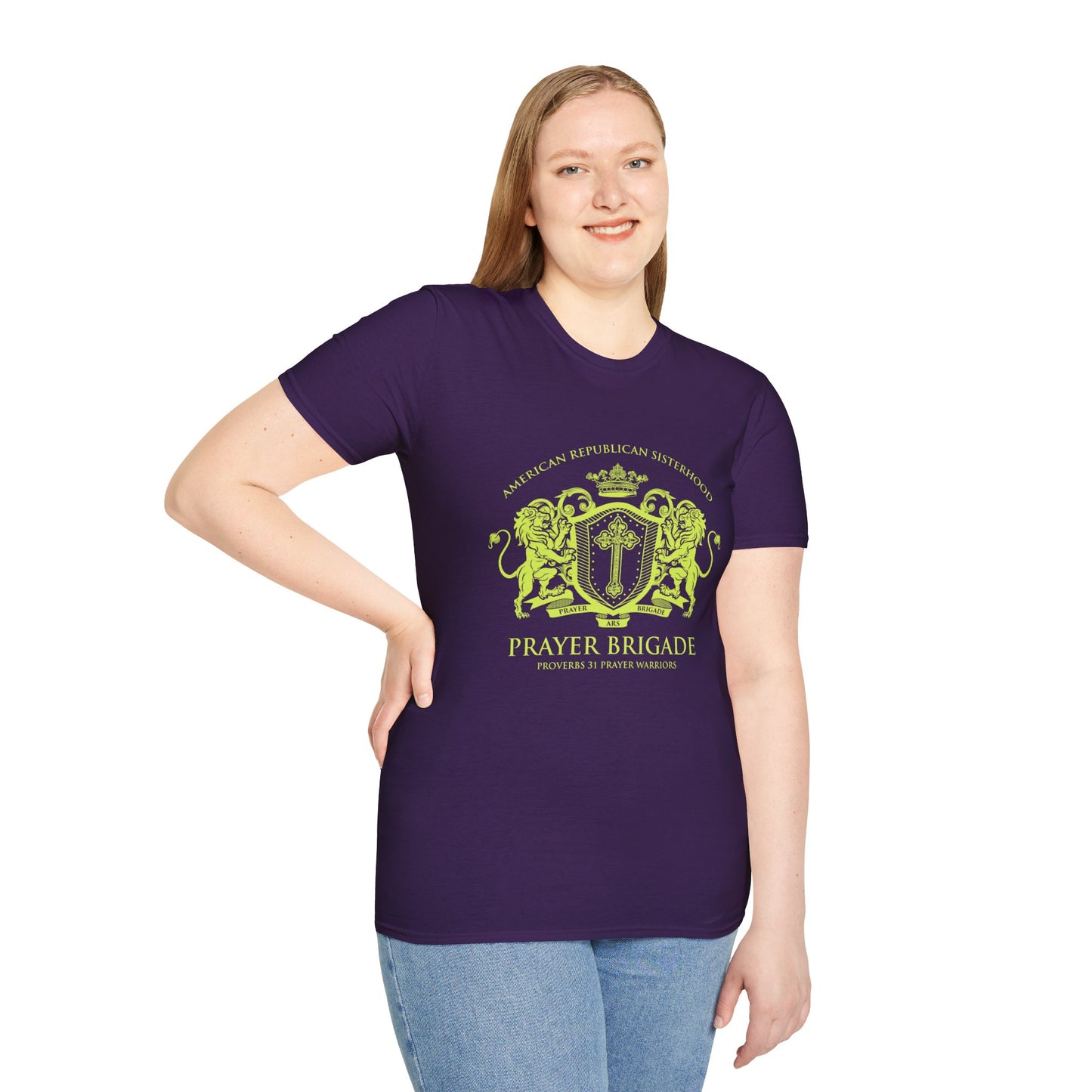 ARS Prayer Brigade Women's Relaxed/Plus Tshirt (Chartreuse Logo)