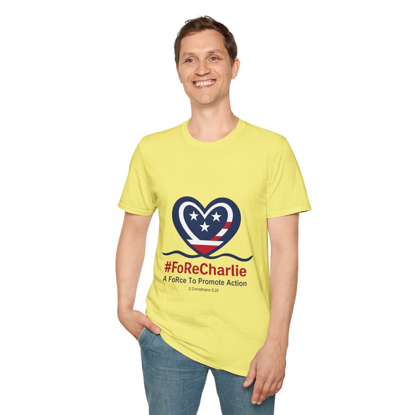 "FoRe Charlie" Ambassador Pageant Memorial Tshirt of Charlie Kirk (Heart Logo)
