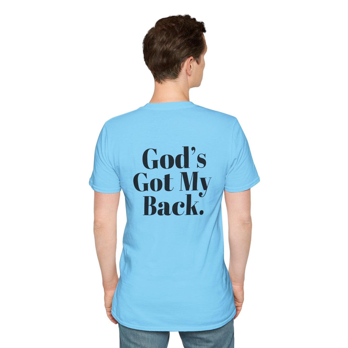 God's Got My Back Men's Tshirt (Black Logo) - Sweet Baby Jeez Teez