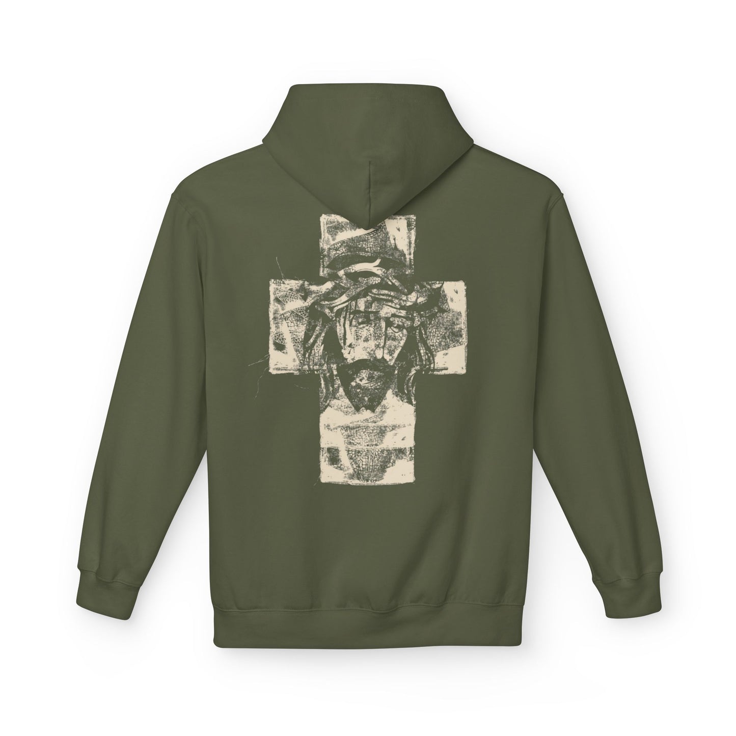 Christ Portrait on Cross Modern Logo Men's Hoodie - Sweet Baby Jeez Teez