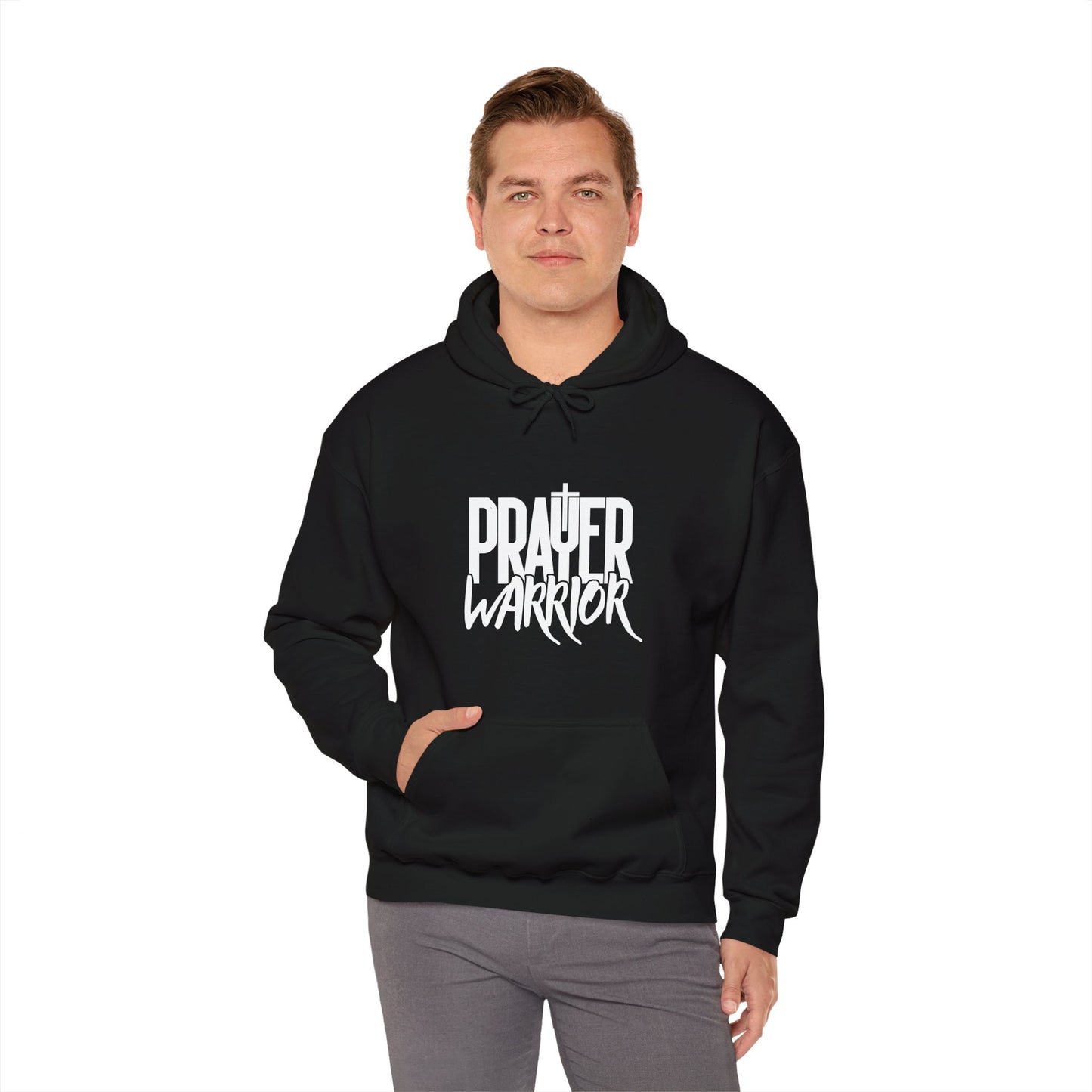 Prayer Warrior Men's Sweatshirt (White Logo) - Sweet Baby Jeez Teez