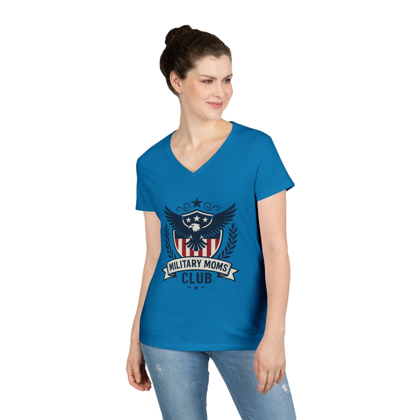 Military Moms' Club Women's V-Neck Semi-Fitted T-Shirt - Sweet Baby Jeez Teez