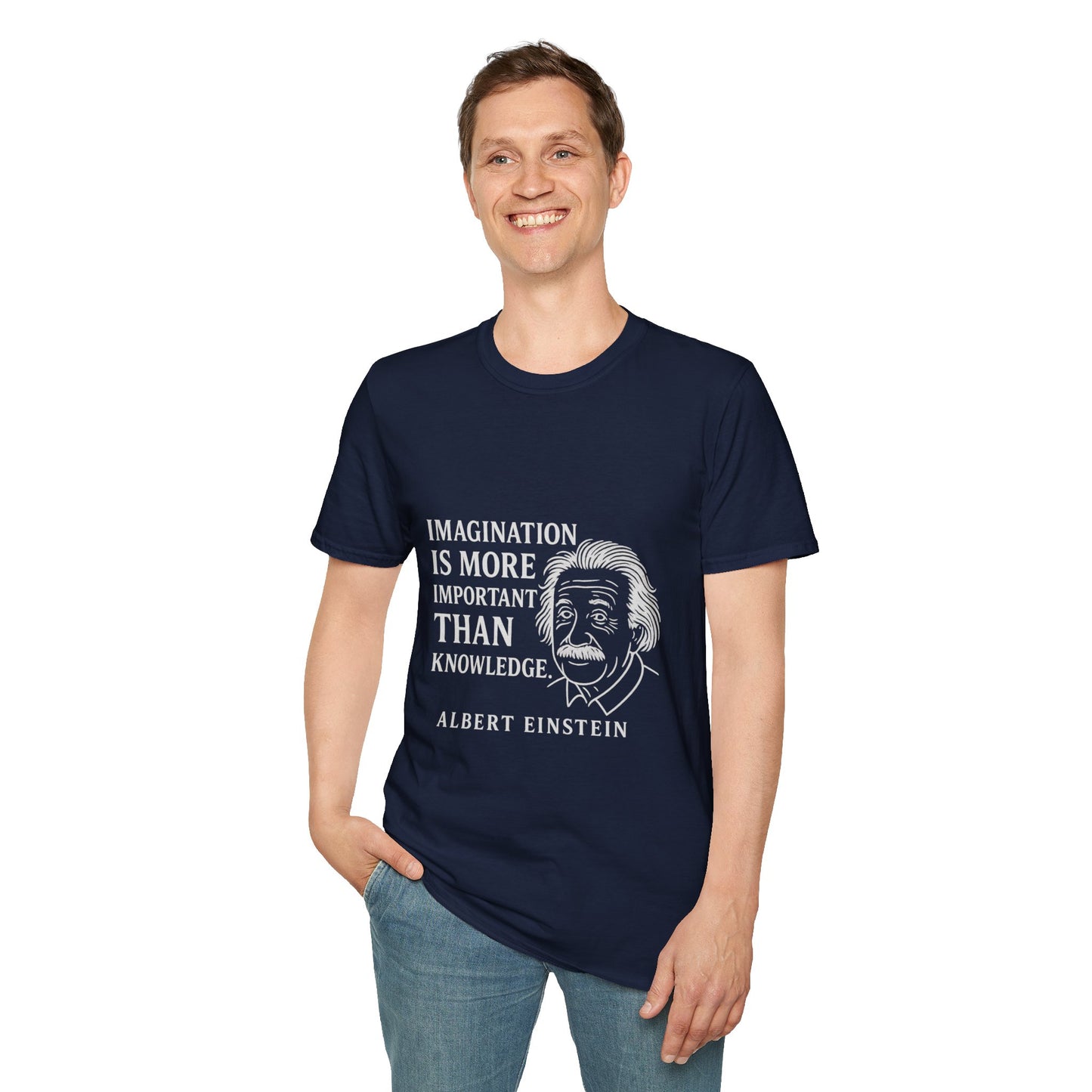 "Imagination" Einstein Quote Unisex Softstyle T-Shirt (IW Logo)