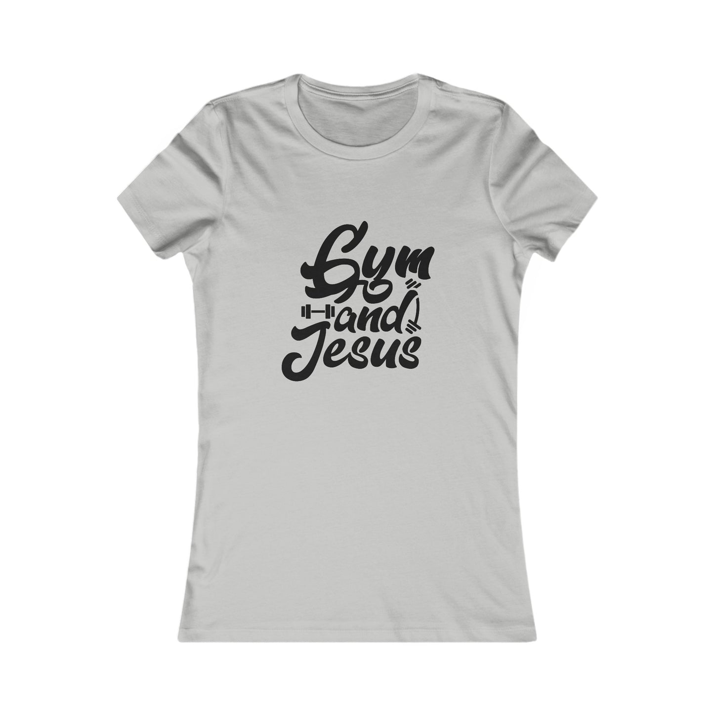 Gym and Jesus Women's Fitted Tshirt (Black Logo) - Sweet Baby Jeez Teez