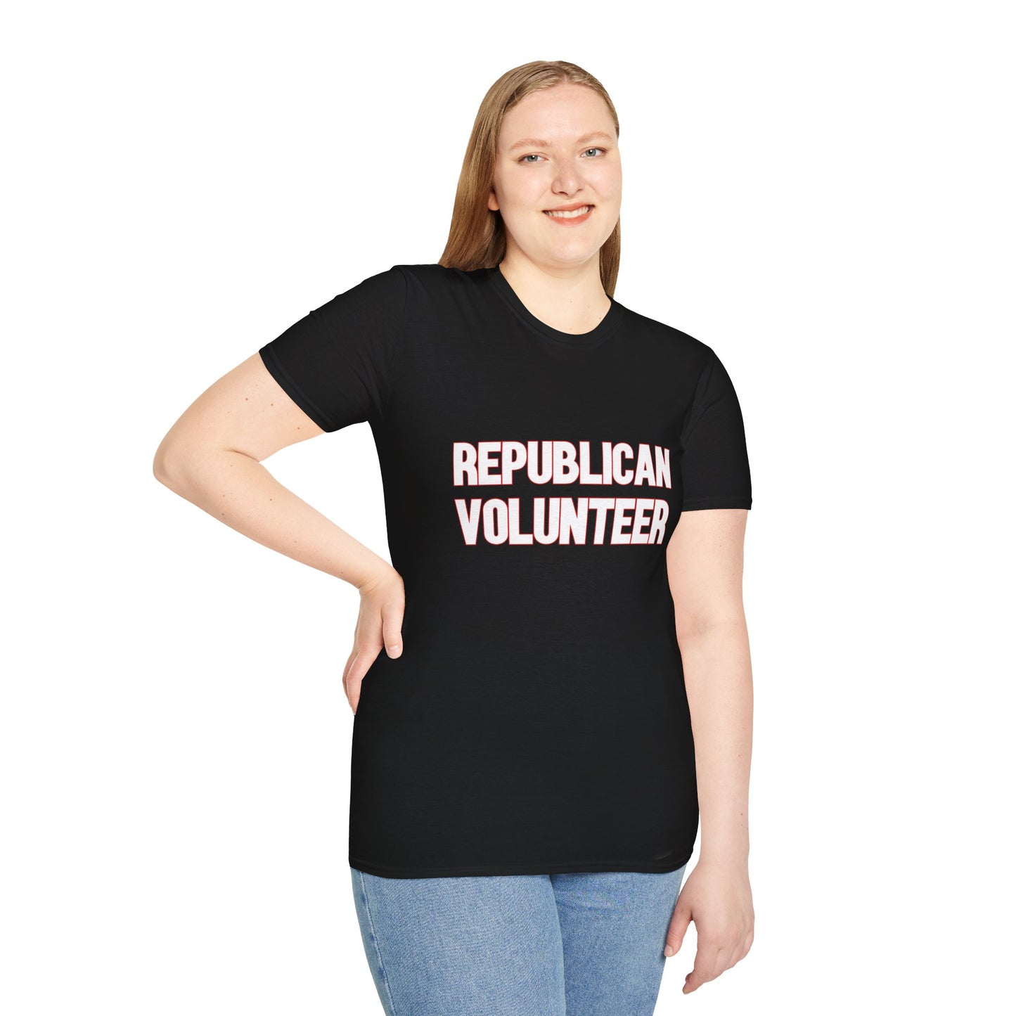 Republican Volunteer Unisex Tshirt (White/Red Logo) - Sweet Baby Jeez Teez