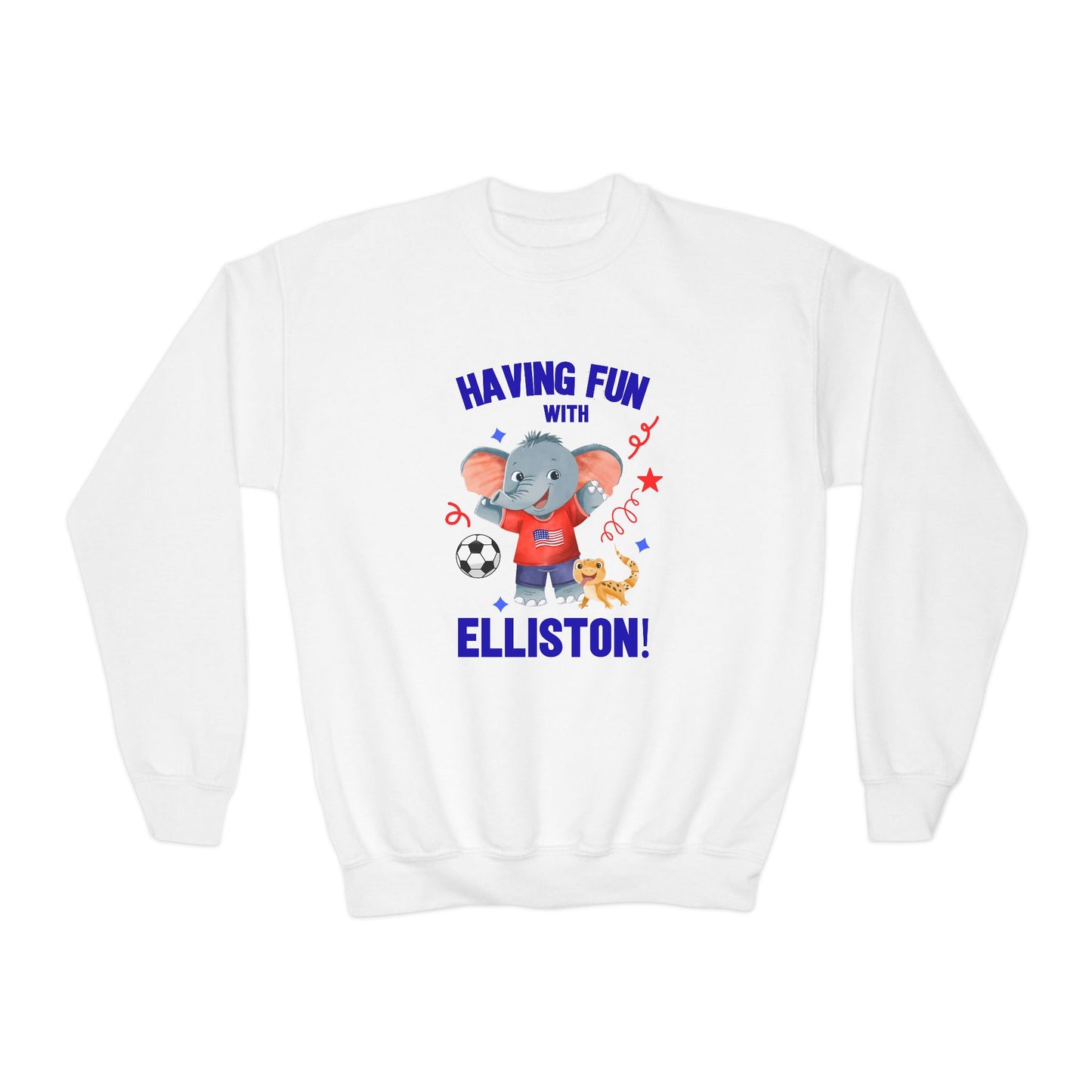 Elliston the Elephant (TM), Having Fun with Elliston Kids Sweatshirt - Sweet Baby Jeez Teez