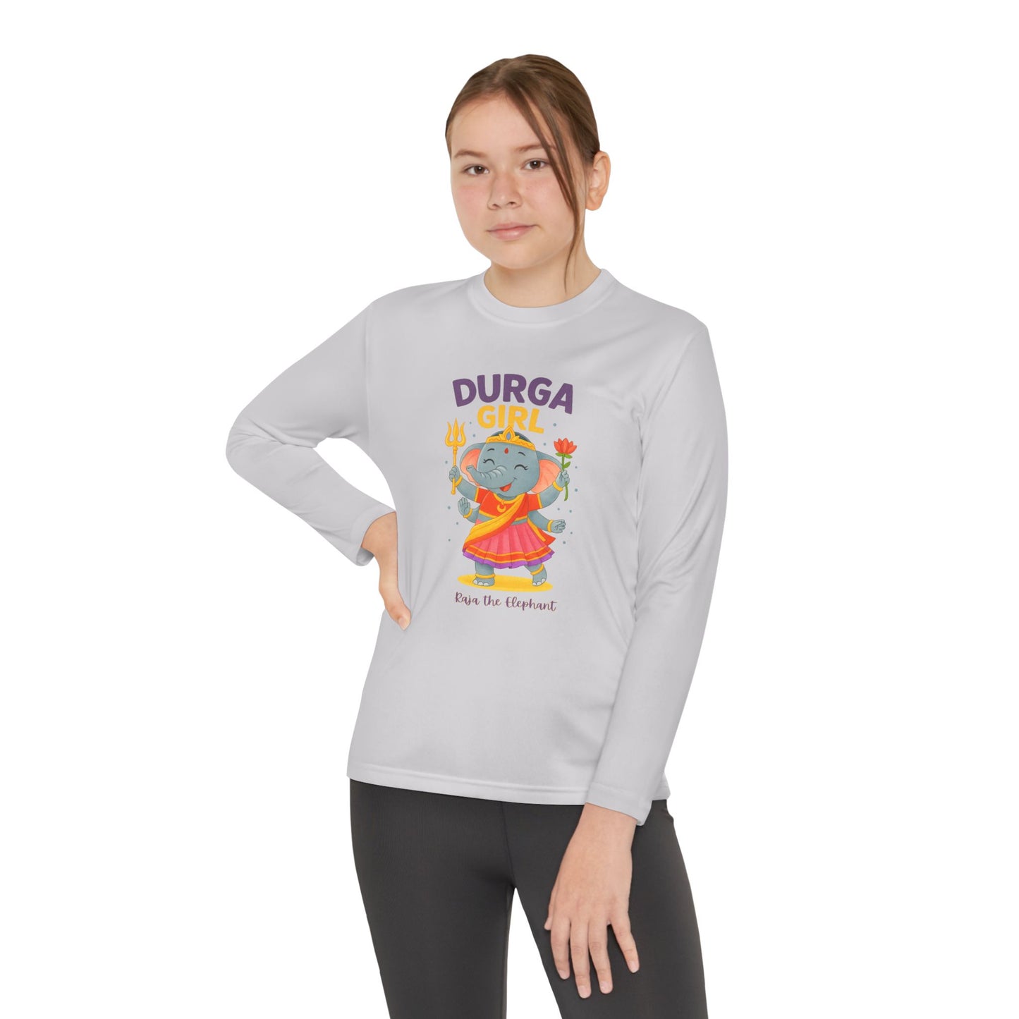 "Durga Girl" Raja the Elephant Girls Long Sleeve Tshirt (Hindu Celebration)