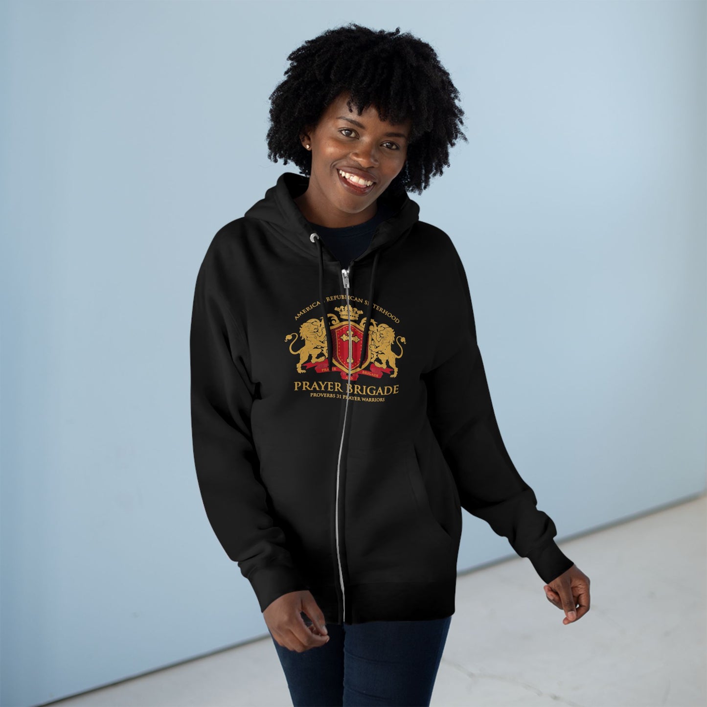 ARS Prayer Brigade Unisex Zip Hoodie (Black with Gold/Red Logo)