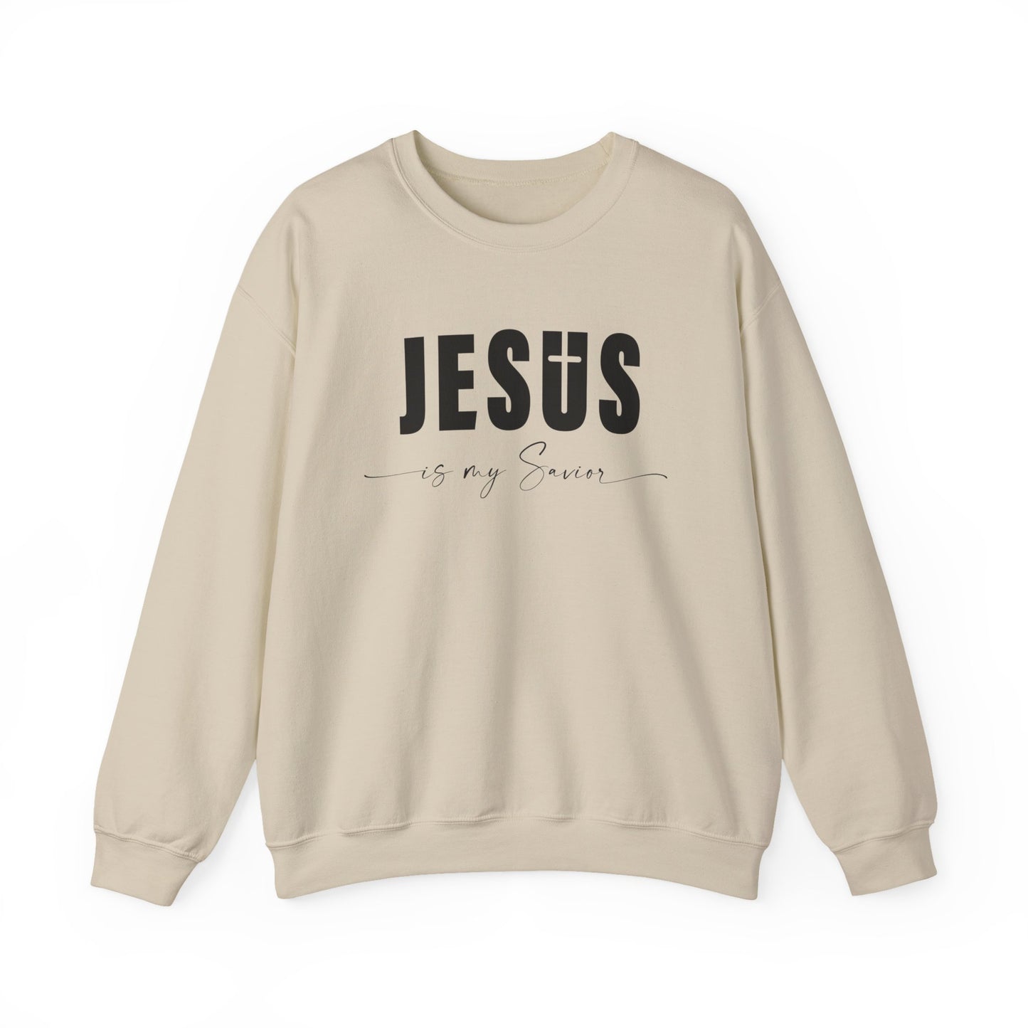 "Jesus is My Savior" Christian Faith Sweatshirt (Black Logo)