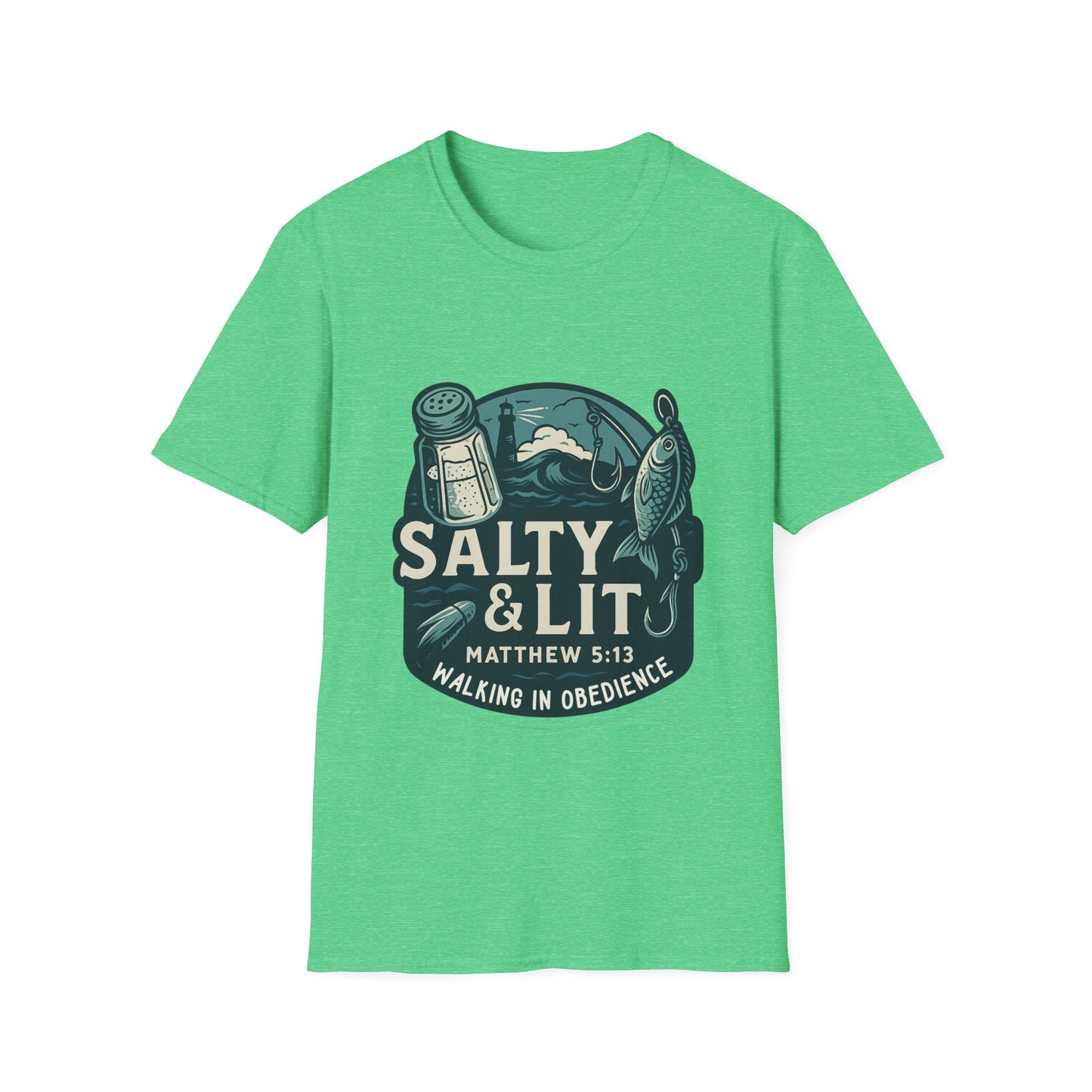 'Salty & Lit" Matthew 5:13 Bible Verse Christian Softstyle Tshirt