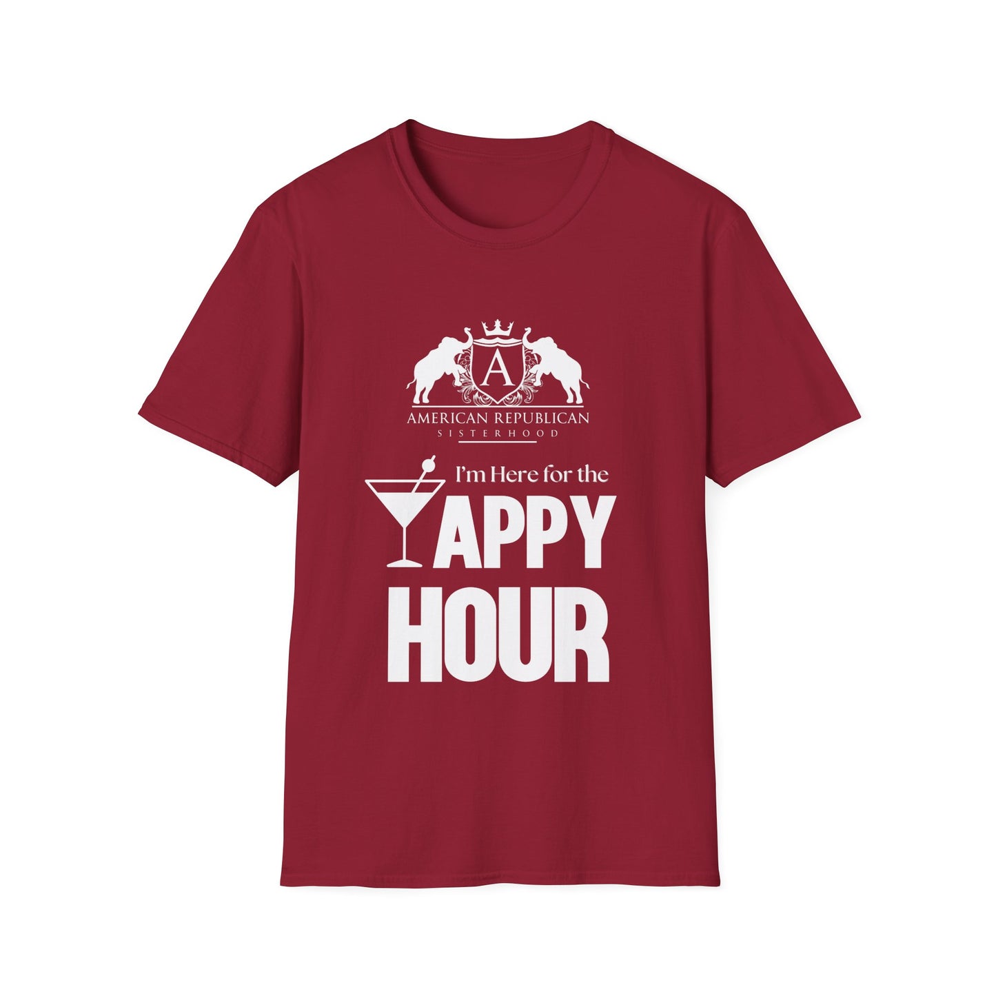 Here for the Yappy Hour Women's Unisex/Relaxed Tshirt (ARS-White Logo) - Sweet Baby Jeez Teez