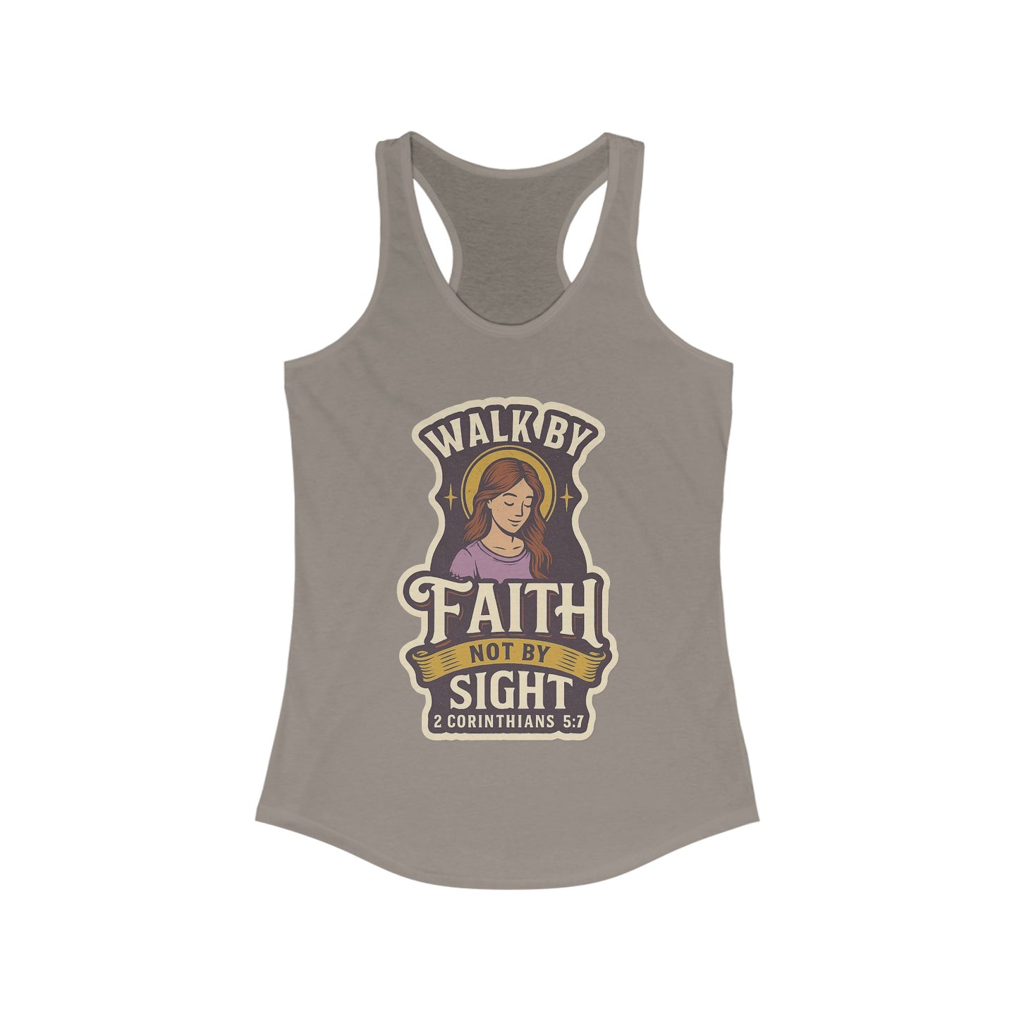 "Walk by Faith" Bible Verse Christian Inspirational Racerback Tanktop