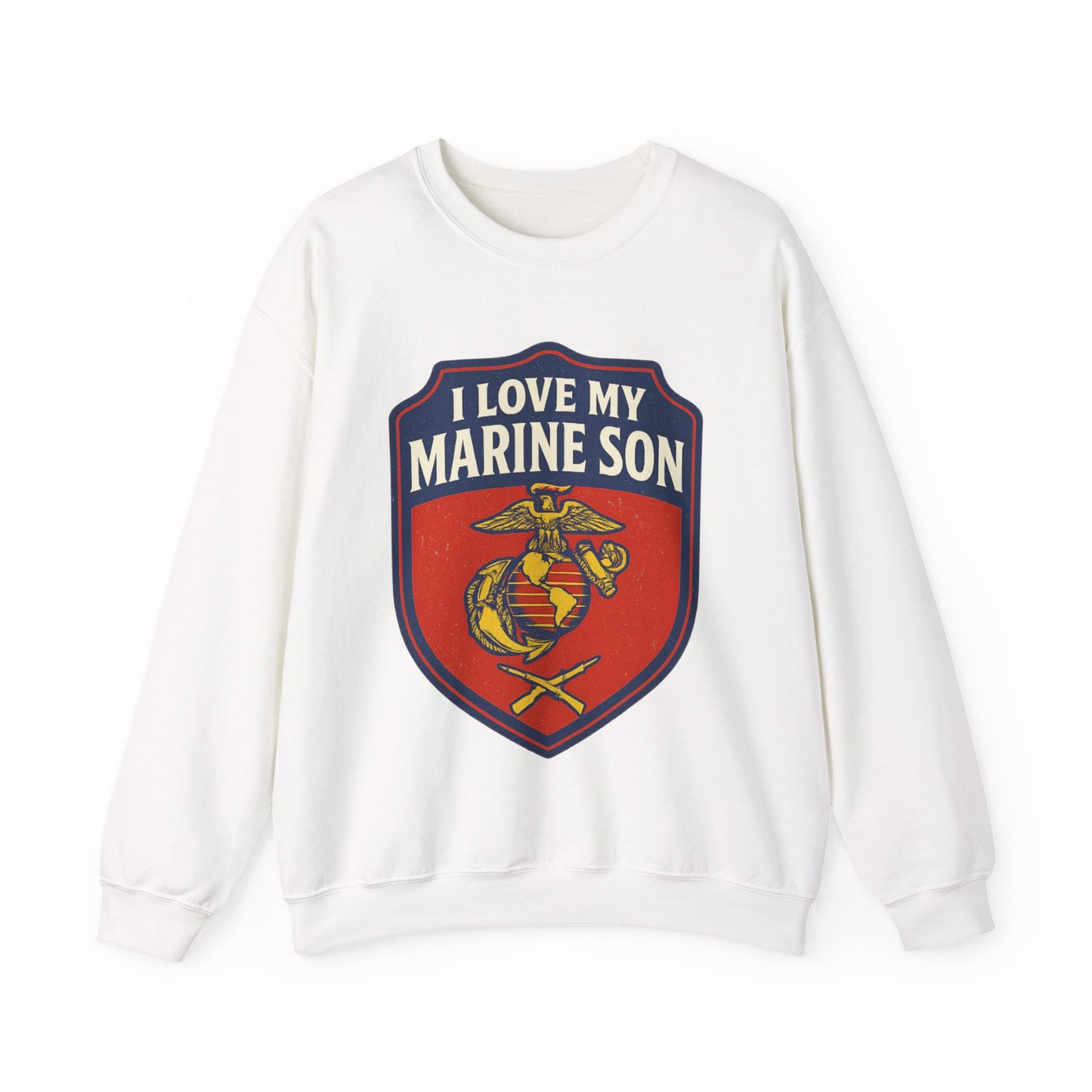 "I Love My Marine Son" Patriotic Crewneck Sweatshirt for Marine Military Parents