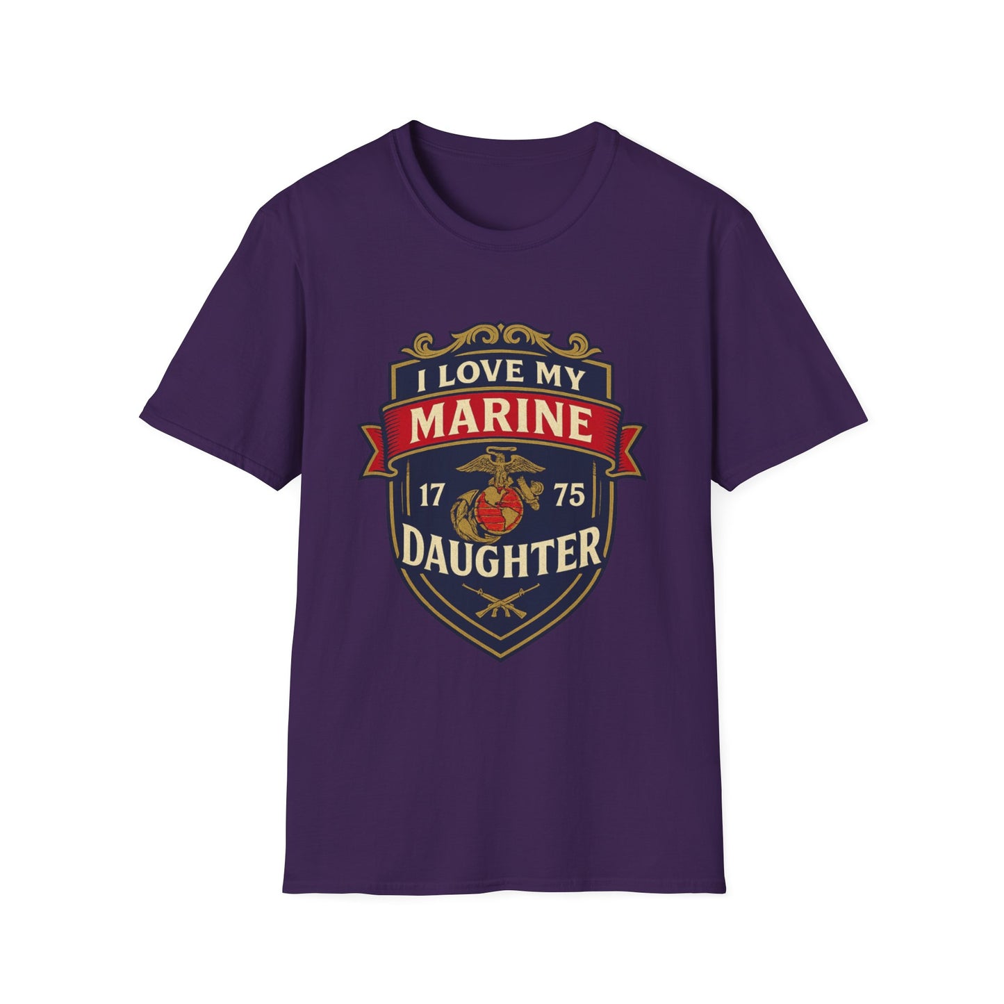 "I Love My Marine Daughter" Military Patriotic Softstyle Tshirt for Marine Parents