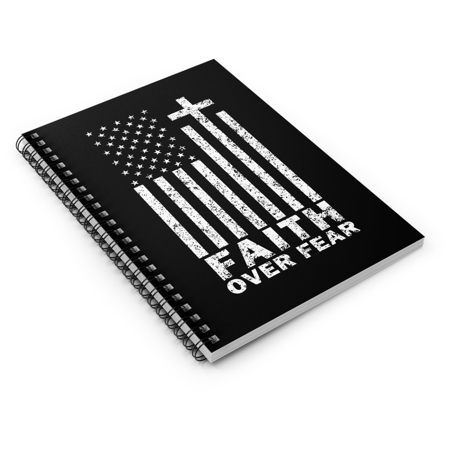 Faith Over Fear Ruled Spiral Notebook (White Flag Logo)