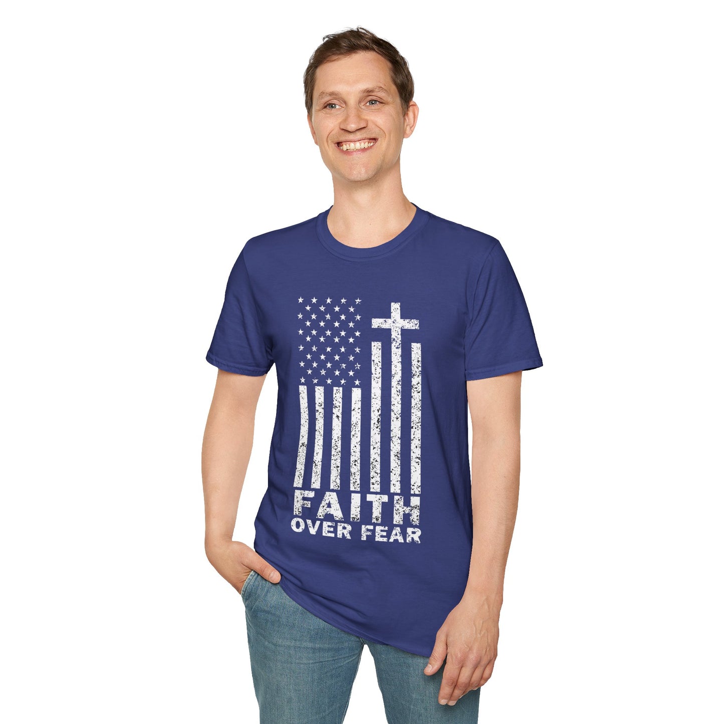 Faith Flag Men's Tshirt (White Logo)