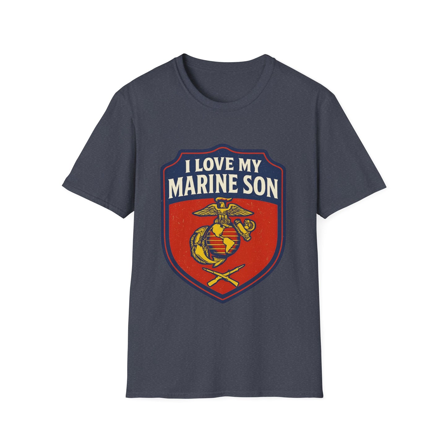 "I Love My Marine Son" Military Patriotic Softstyle Tshirt for Marine Parents