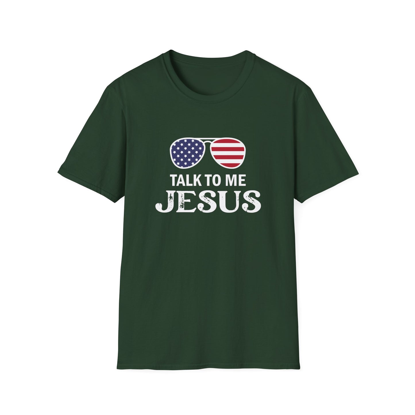 Patriotic "Talk to Me Jesus" Christian Softstyle Tshirt