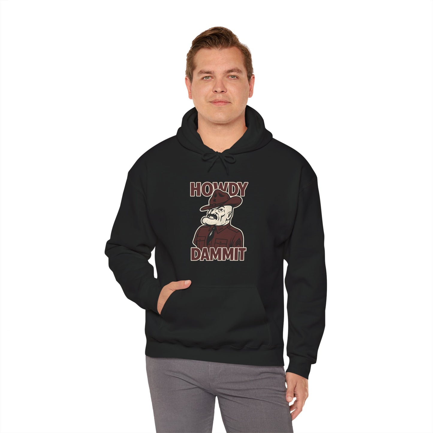 Howdy Dammit Men's Hoodie (Aggie - Old Sarge Logo)