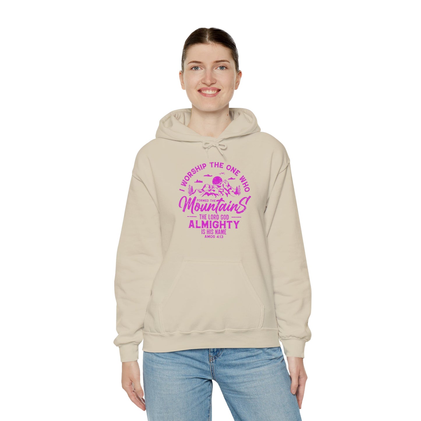 Mountains Women's Relaxed Hoodie (Hot Pink Logo)